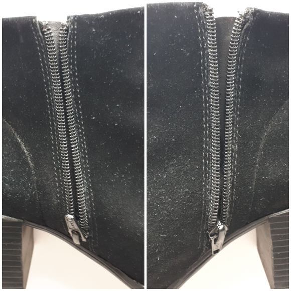 White Mountain Suede Square Heel Toe Ankle Bootie - Picture 5 of 9